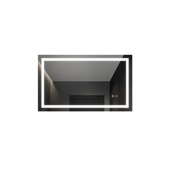 Unbranded 40 in. x 24 in. Modern Rectangle Framed Led Wall Decorative Mirror