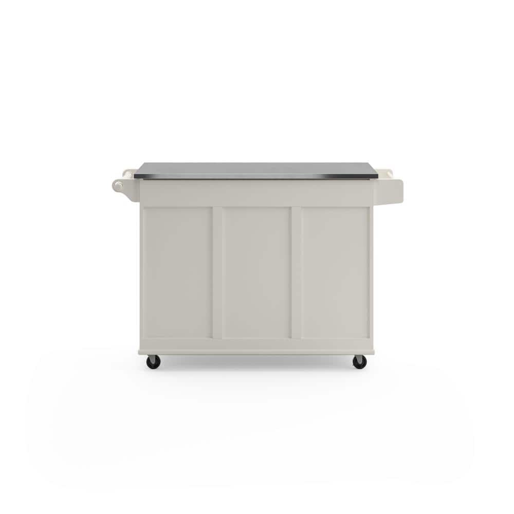 Stainless Steel Top Rectangular Kitchen Cart with Spice Rack and Storage