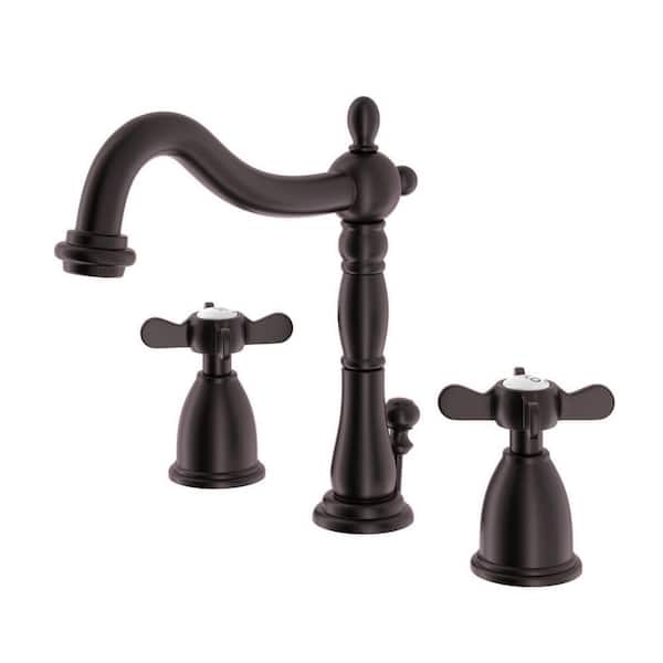 Kingston Brass Victorian Cross 8 in. Widespread 2-Handle Bathroom Faucet in Oil Rubbed Bronze