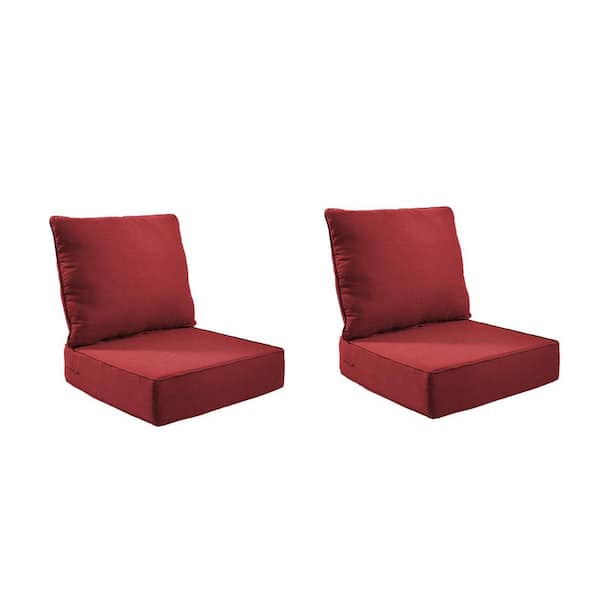 Loopyhoopy Modern 24 in. x 24 in. x 6 in. 4-Piece Deep Seating Outdoor Lounge Chair Thick Cushion Set in Red (2-Set)