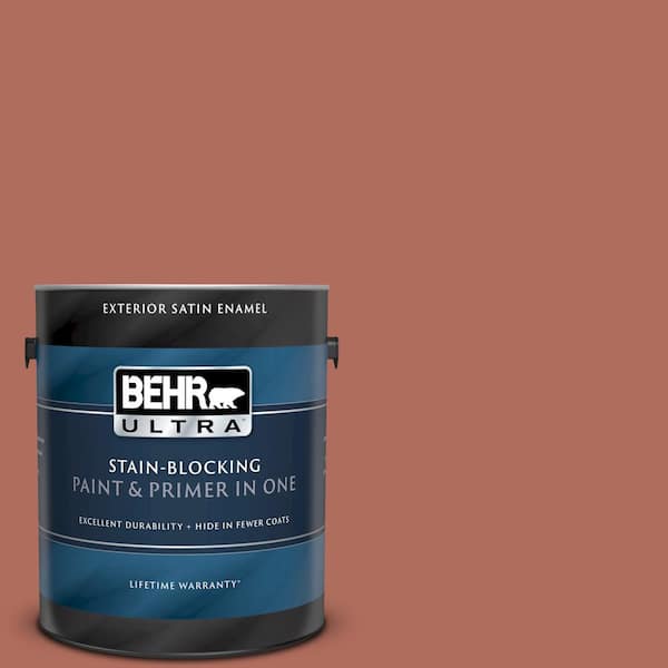 BEHR ULTRA 1 gal. #UL120-17 Terra Cotta Urn Satin Enamel Exterior Paint and Primer in One