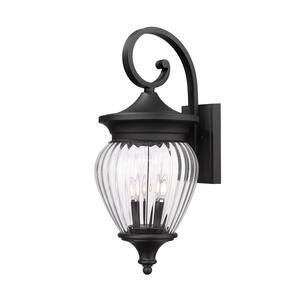 Davina 28 in. Black Outdoor Hardwired Wall Sconce with no bulbs included