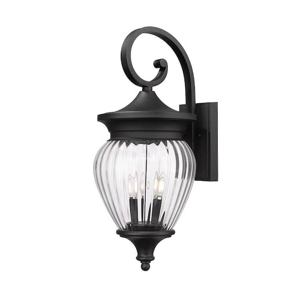 Filament Design Davina 28 in. Black Outdoor Hardwired Wall Sconce with no bulbs included