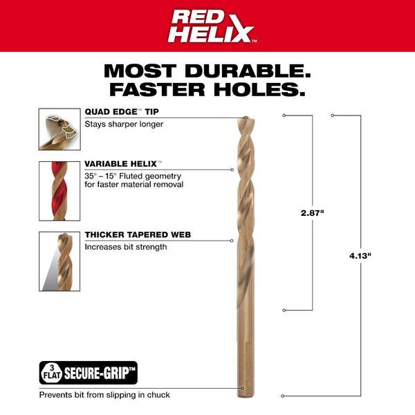 Milwaukee Cobalt Red Helix Twist Drill Bit Set for Drill Drivers