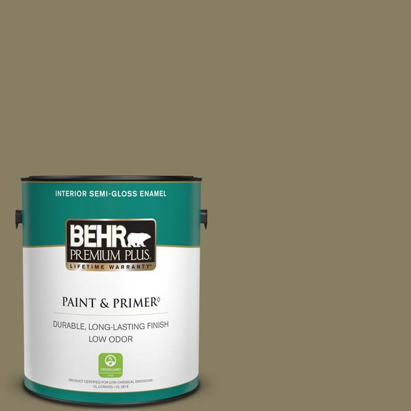 BEHR PREMIUM PLUS 1 gal. #N340-6 Sorrel Leaf Semi-Gloss Enamel Low Odor Interior Paint & Primer