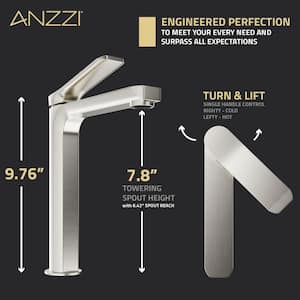 Single-Handle Single-Hole Bathroom Vessel Sink Faucet with Pop-Up Drain in Brushed Nickel