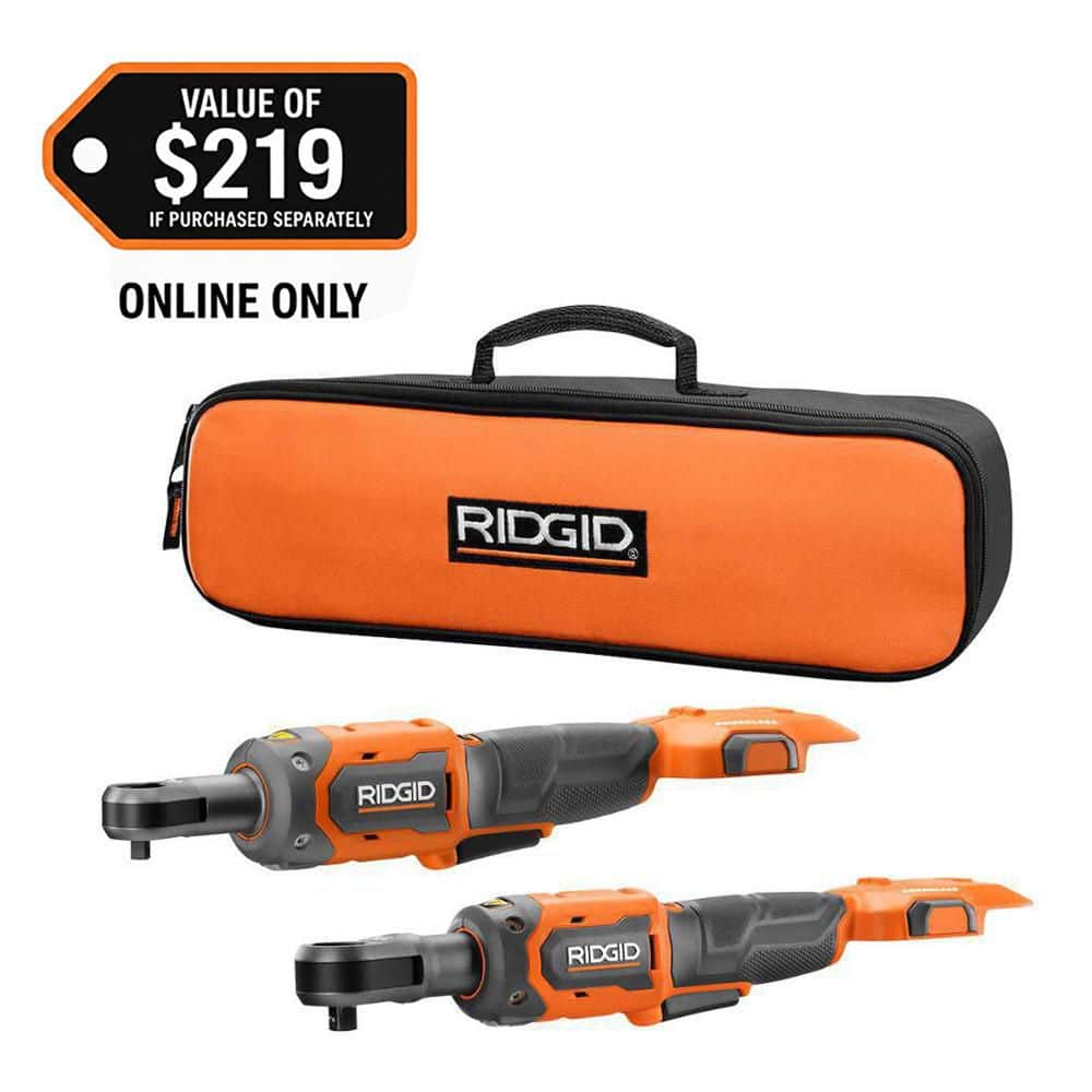 RIDGID 18V Brushless Cordless 2-Tool Combo Kit with 3/8 in. Ratchet, 1/4 in. Ratchet, and Bag (Tools Only) (R96011SBN)