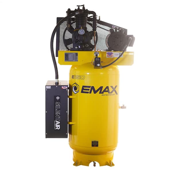 Silent Air Industrial E350 Series 80 Gal. 175 PSI 5HP 19 CFM 1-Phase 2-Stage Vertical Stationary Electric Air Compressor