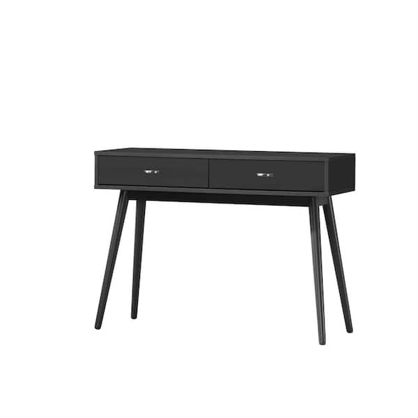 4D Concepts 40.2 in. Black Rectangular 2 -Drawer Writing Desk with Drawers
