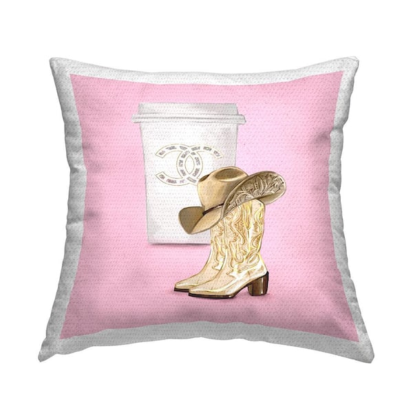 Stupell Industries Southern Fashion Glam Cowgirl Boots Pink Square Outdoor Throw Pillow