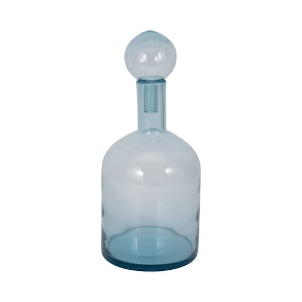 Liv & Skye 17 in. Blue Glass Urn Decorative Vase