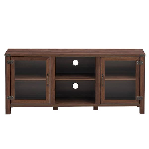 Gymax 57 in. W Walnut TV Stand Entertainment Center for TV's up to 65 in. with Storage Cabinets