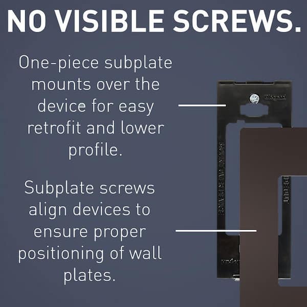 radiant 2 Gang 2-Decorator Rocker Screwless Wall Plate, Dark Bronze (1-Pack)