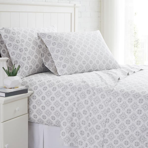 Souths Fine Linens Aztec Dreams 22 In Extra Deep Pocket 4 Piece Grey California King Cotton Sheet Set Ss Azdrm Gry Ck The Home Depot Souths Fine Linens Aztec Dreams 22, California King Bed Sheets Deep Pocket
