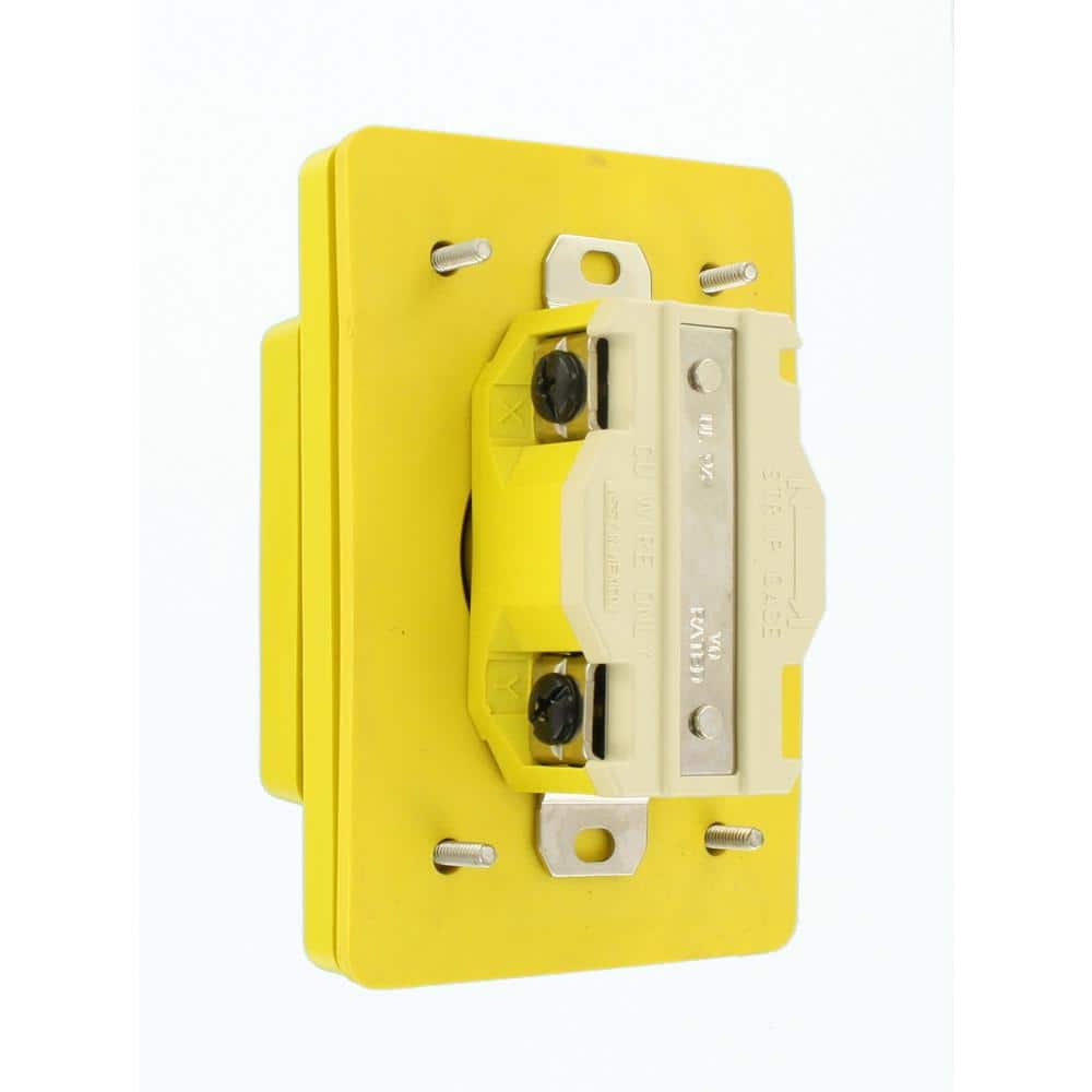Yellow Thermoplastic Industrial Grade Watertight Outlet with Cover