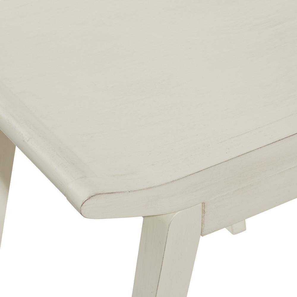 Classic White Wooden Stool with Scoop Seat, 19" x 15" x 17"