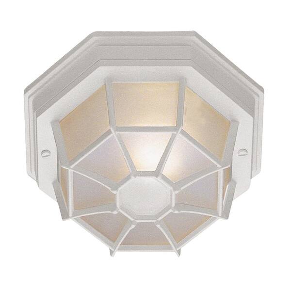 Bel Air Lighting Benkert 11 in. 1Light White Outdoor Flush Mount Ceiling Light Fixture with