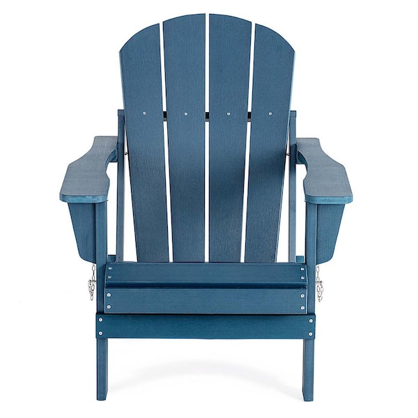 Unbranded Classic Blue Folding Plastic Adirondack Chair