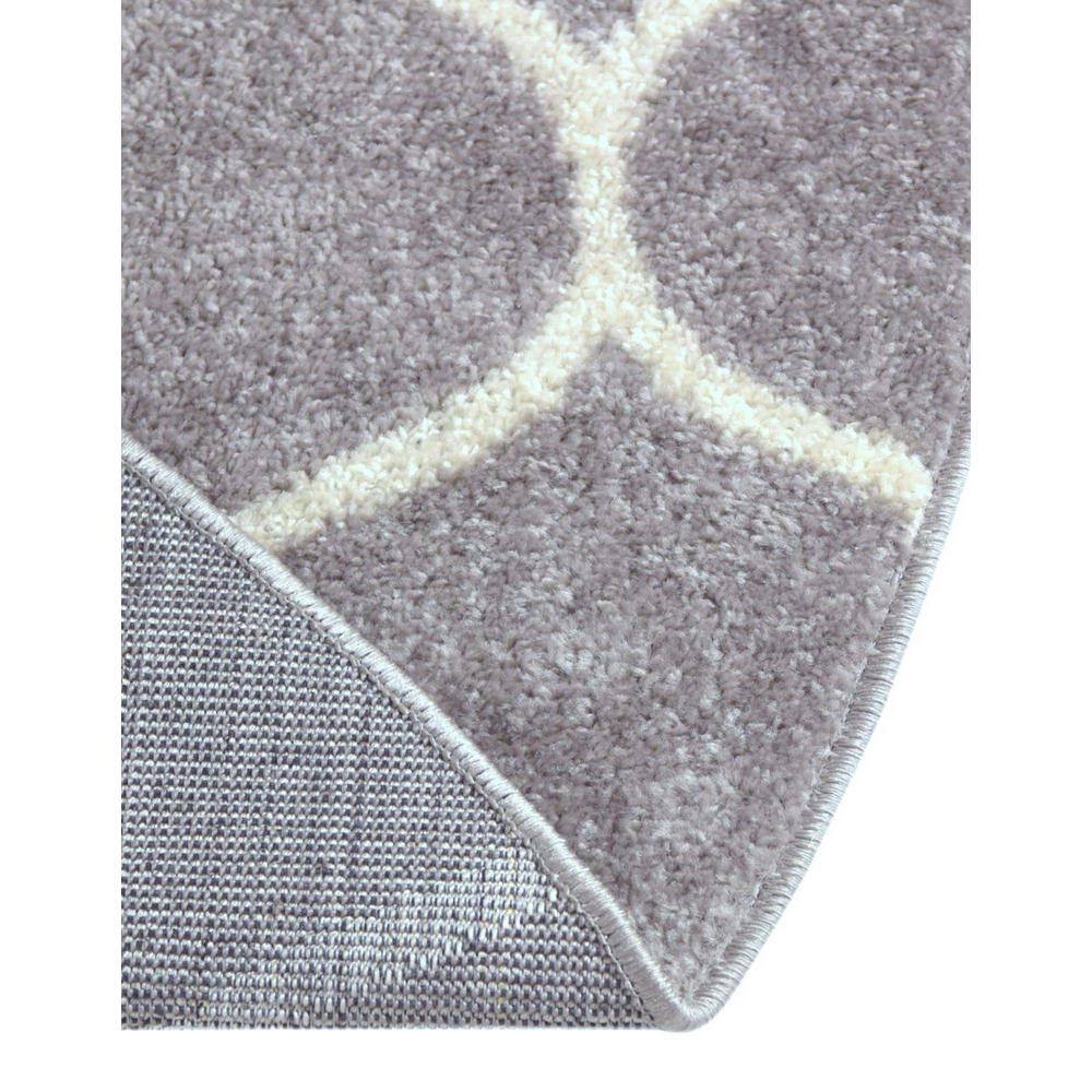 7' Round Light Gray/Ivory Trellis Synthetic Area Rug
