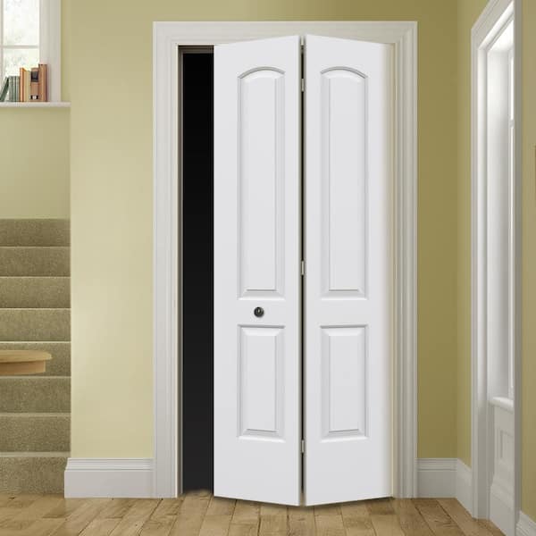 72 in. x 80 in. Caiman 2 Panel Primed Hollow Core Molded Composite Closet Bi-Fold Double Door