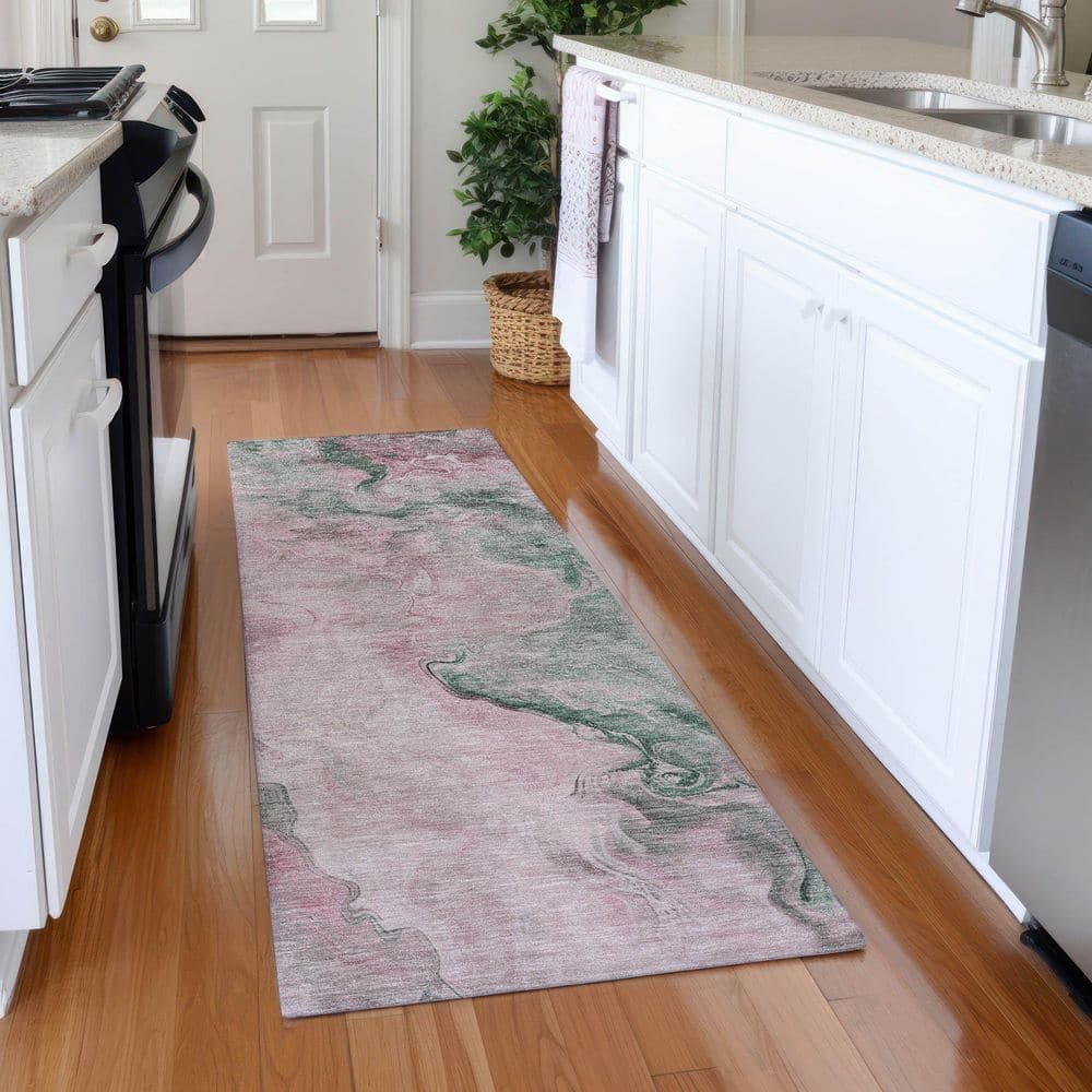 Mayfield Premium Machine Washable Abstract AMF1680 Blush 2 ft. 3 in. x 7 ft. 6 in. Runner Rug price history on PriceWatchPro