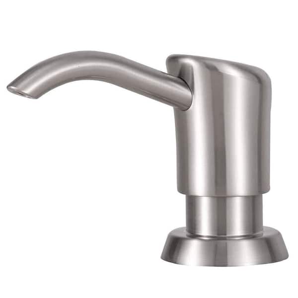 Built in Sink Soap Dispenser or Lotion Dispenser for Sink Brushed Nickel ABS Pump Head with 17 oz. Large PET Soap Bottle