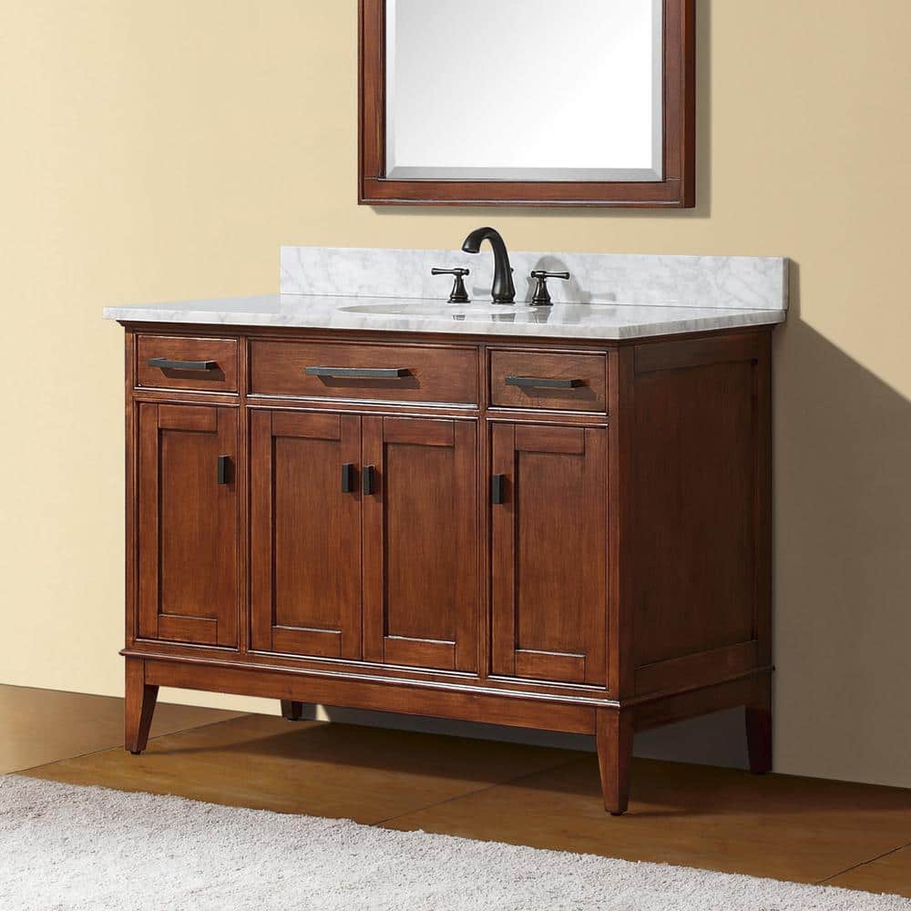 Transitional 48" Solid Wood Freestanding Vanity Base - Tobacco