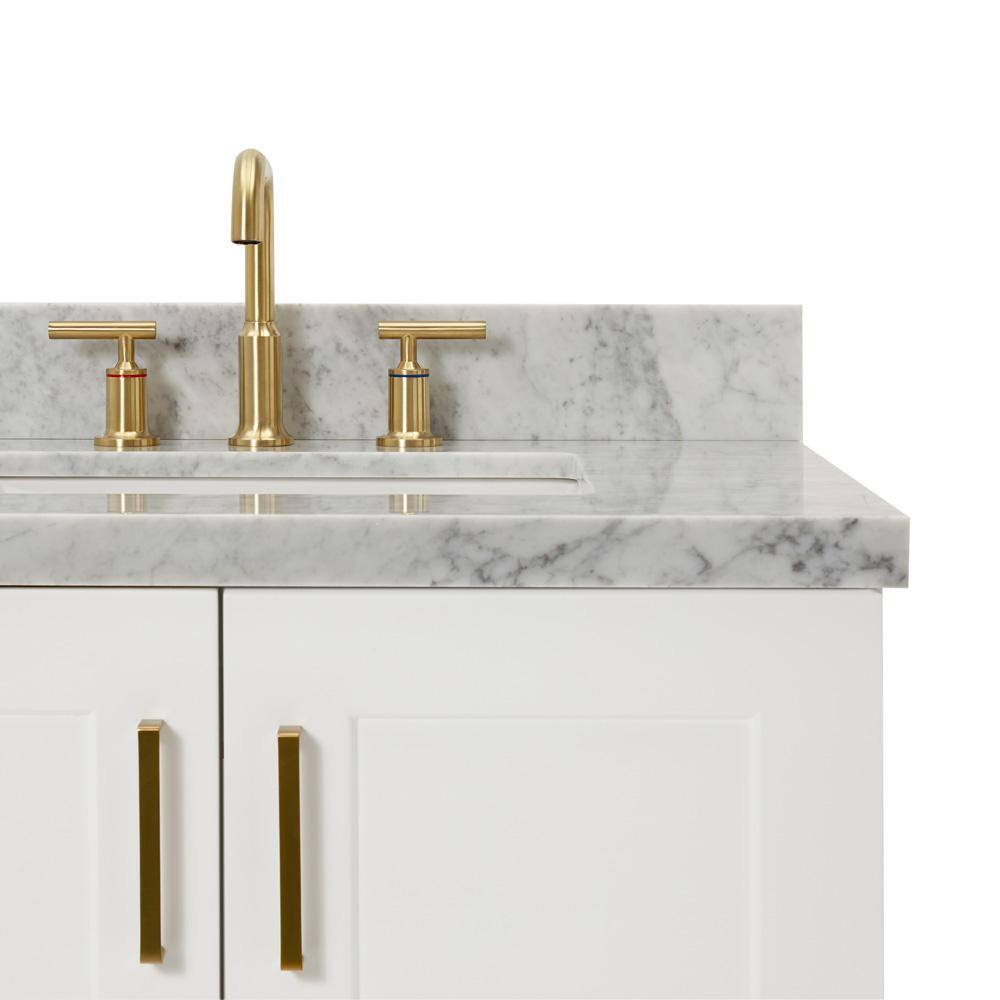 White 43" Single Sink Vanity with Marble Top