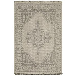 Gables Beige 7 ft. x 9 ft. Oriental Medallion Polypropylene Indoor/Outdoor Area Rug