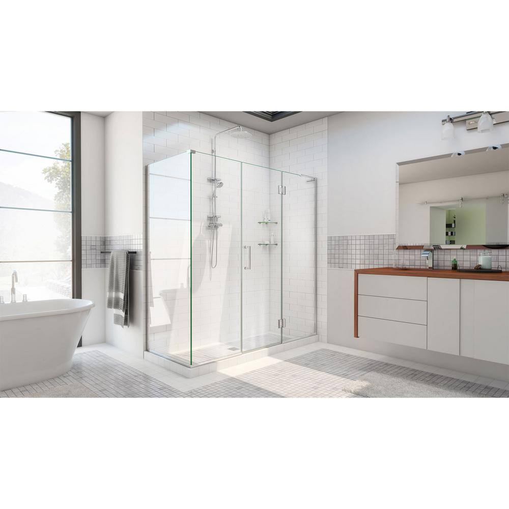 Unidoor-X 69.5" Clear Glass Frameless Hinged Shower Enclosure