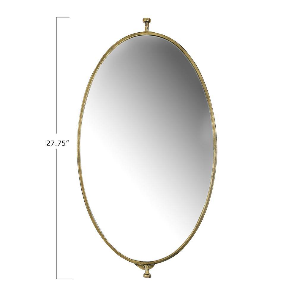 Gold Oval Metal Pivoting Wall Mirror, 32.4" x 19.5"