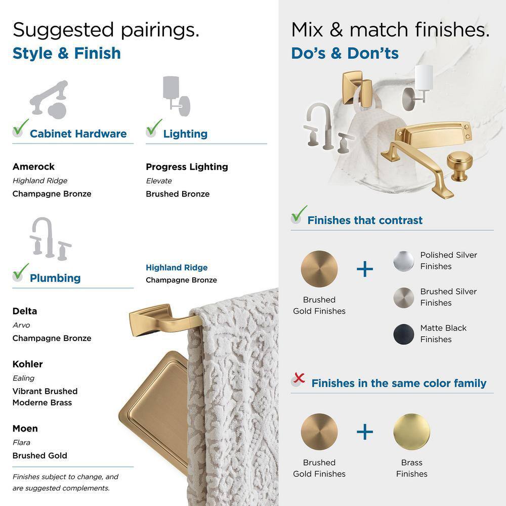Highland Ridge 18" Champagne Bronze Wall Mounted Towel Bar