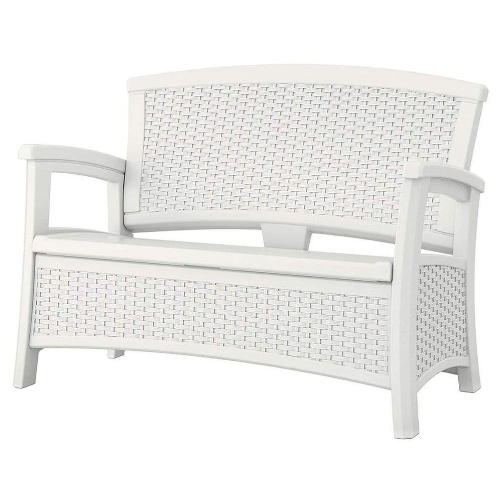 23 Gal. White Resin Outdoor Storage Bench