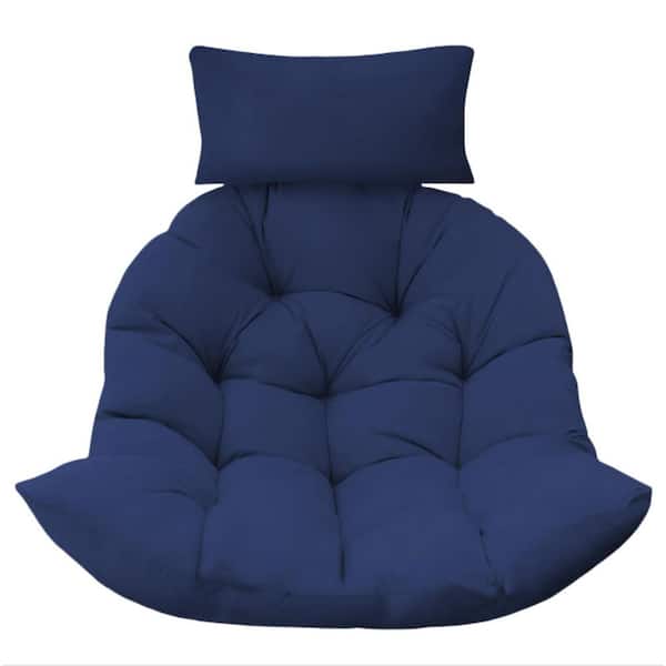 Outdoor Waterproof Egg Chair Replacement Cushion, Thickened 7 in. with Headrest 47 x 40 x 7 in. (Navy Blue)
