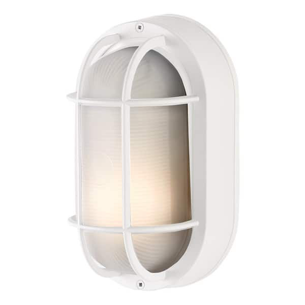 8 in. White Outdoor Bulkhead Light with No Bulb Included