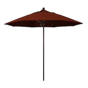9 ft. Fiberglass Market Pulley Open Bronze Patio Umbrella in Brick Pacifica