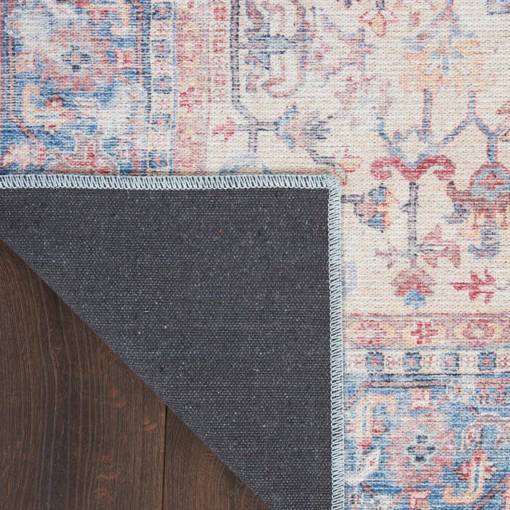 Vintage Blue and Multicolor Floral Cotton Chenille Rug 3' x 5'