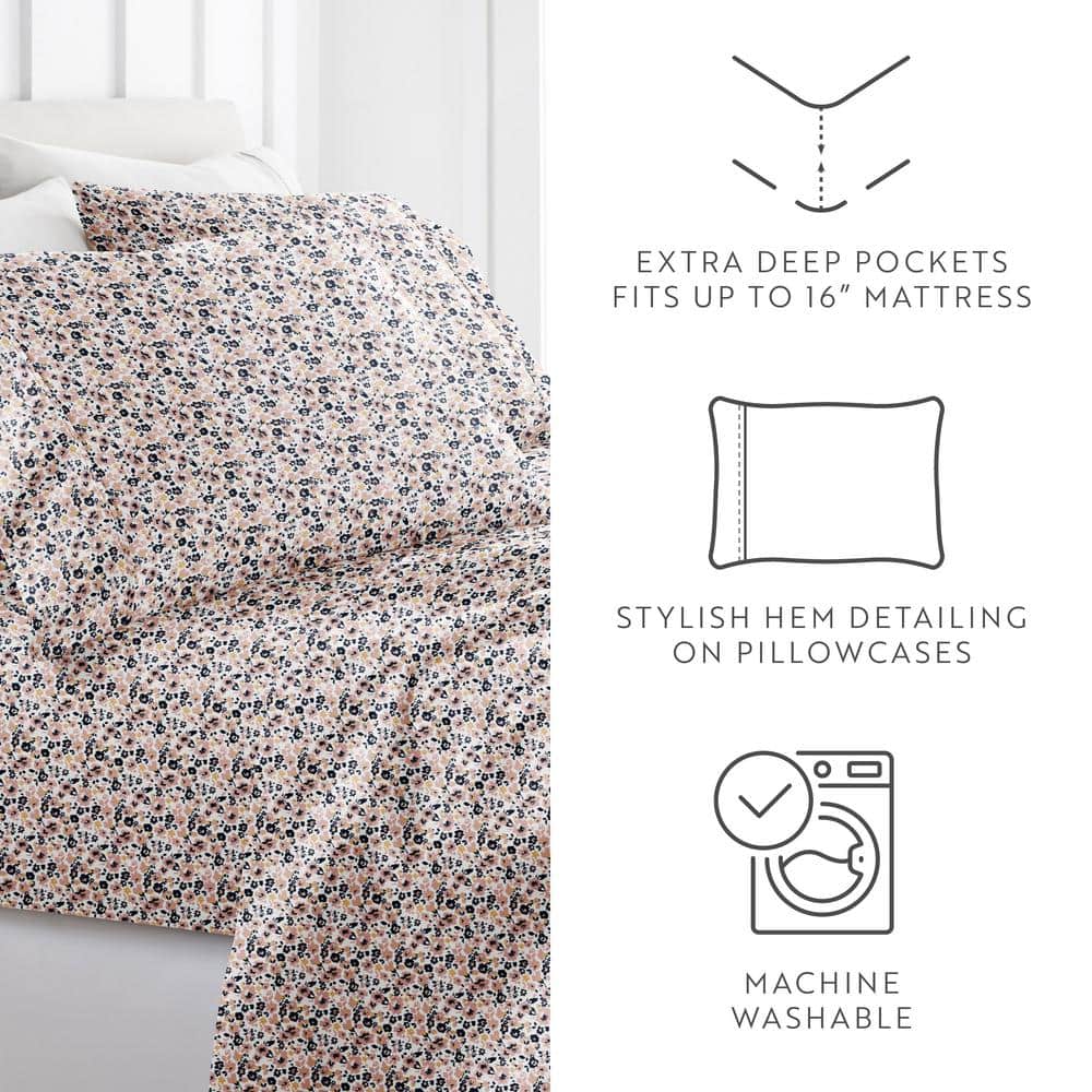 Mauve Floral Twin Microfiber Kids Cover Sheet Set