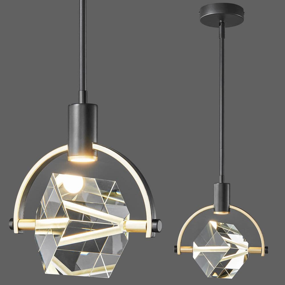 Home Lighting 6W 1-Light BlackGold Semicircle Modern Integrated LED Dimmable Crystal Pendant Light for Bedroom price history on PriceWatchPro
