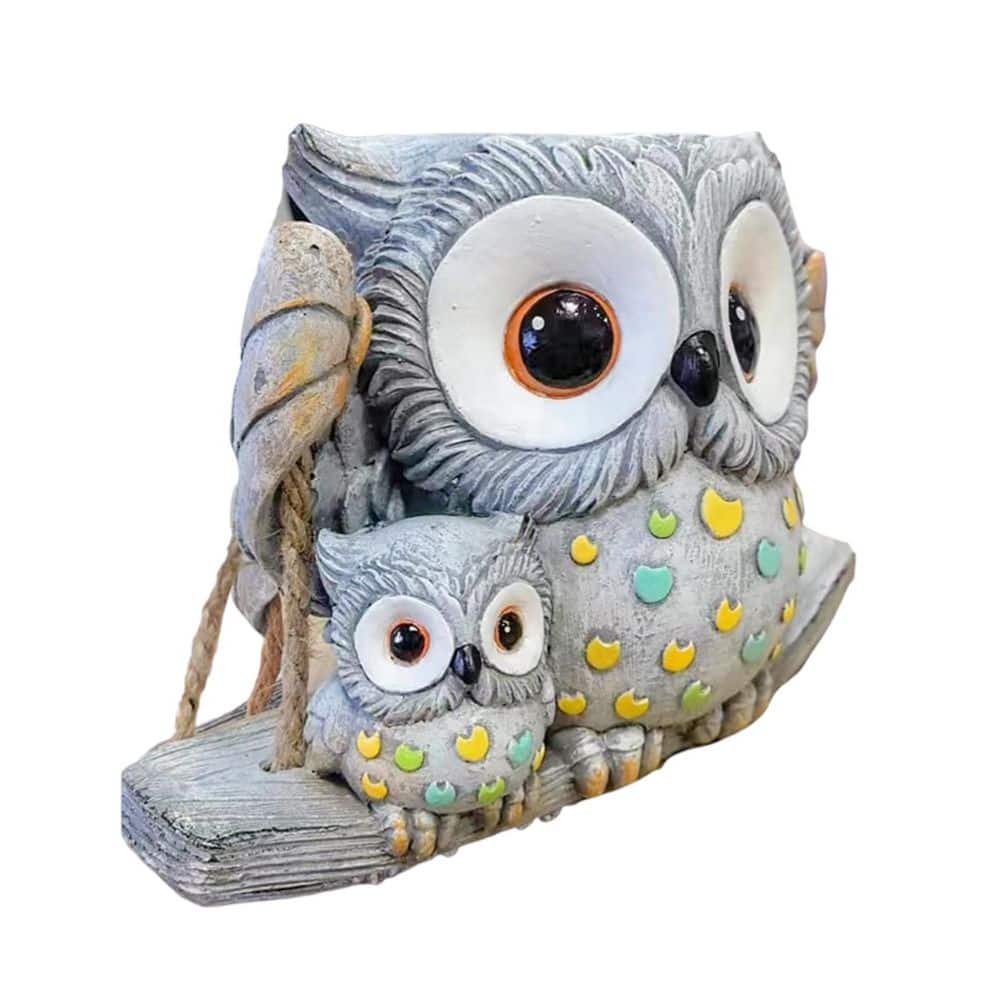 Gray Resin Swing Owl Hanging Planter with Drainage Hole, Indoor Outdoor Decorative Succulent Pot, 1 Piece price history on PriceWatchPro