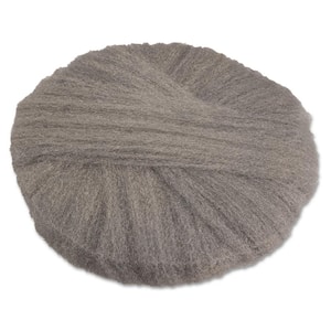 Radial Steel Wool Pads, Grade 2 (Coarse): Stripping/Scrubbing, 20 in., Gray, (12-Carton)