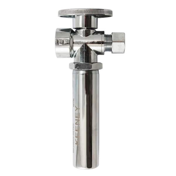KEENEY 1/2 in. Brass FIP x 3/8 in. O.D. Quarter Turn Straight Valve Compression with Water Hammer Arrestor