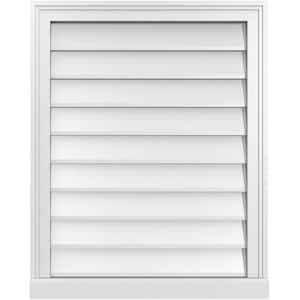 24 in. x 30 in. Vertical Surface Mount PVC Gable Vent: Decorative with Brickmould Sill Frame