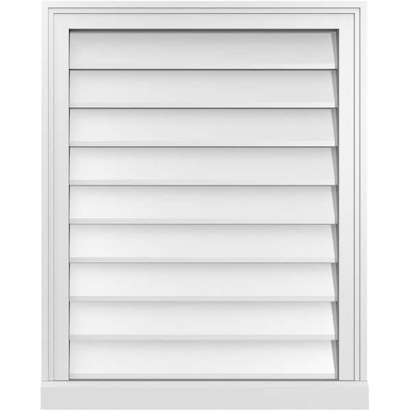 Ekena Millwork 24 in. x 30 in. Vertical Surface Mount PVC Gable Vent: Decorative with Brickmould Sill Frame
