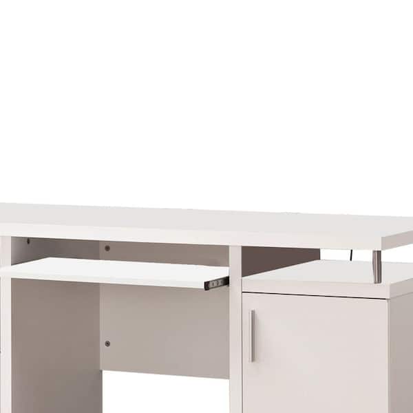 Free Shipping on 47 Modern Rectangular White Writing Desk Metal Base  Wooden Home Office Desk with Drawer｜Homary