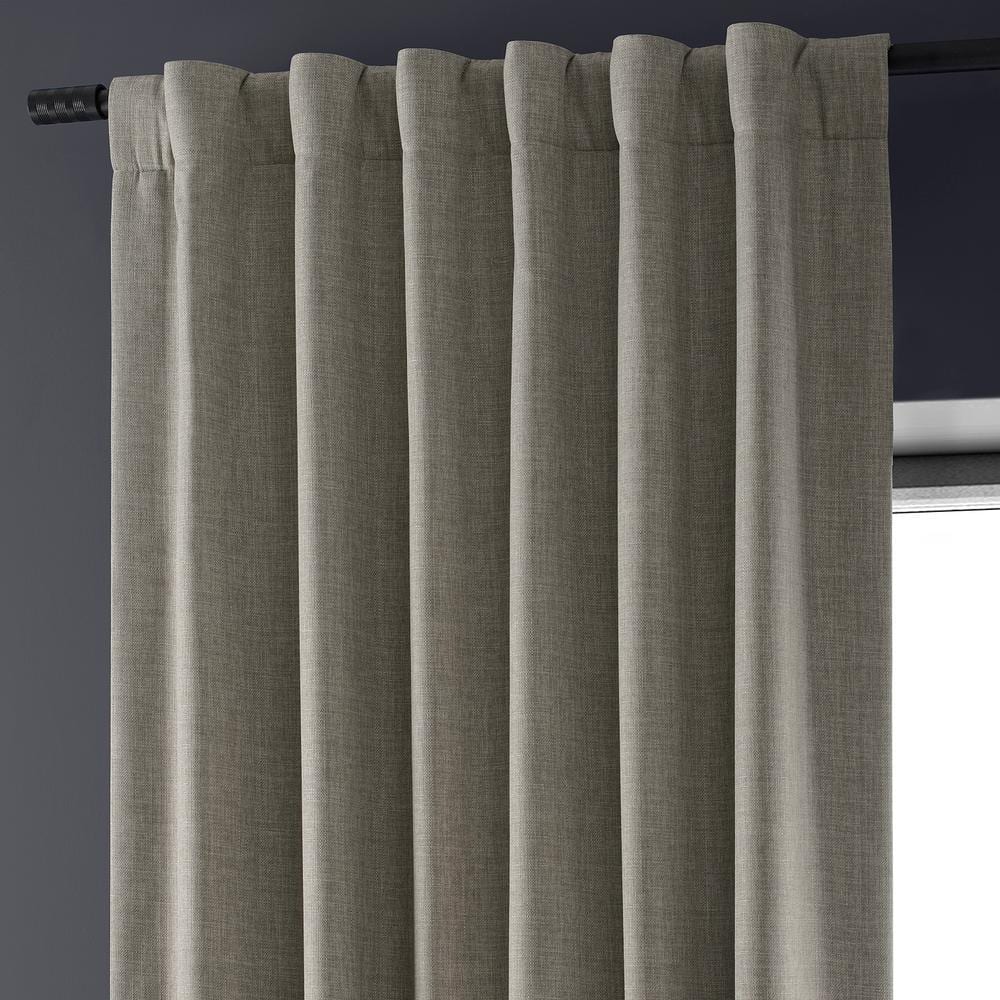 Slate Gray Faux Linen Blackout Curtain Panel 50" x 96"