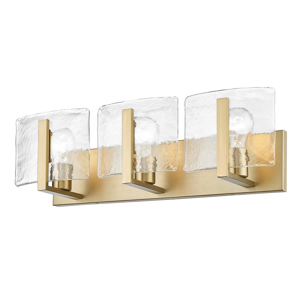 Aenon 3-Light Vanity Light in Brushed Champagne Bronze with Hammered Water Glass