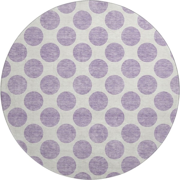 Addison Rugs Mayfield Premium Machine Washable Abstract AMF980 Lavender 8 ft. x 8 ft. Round Rug