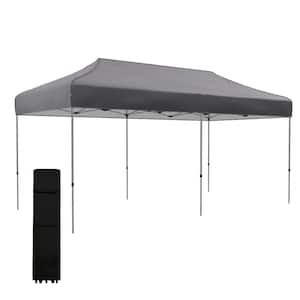 10 ft. x 20 ft. Gray Pop Up Canopy Tent with Wheeled Carry Bag, Instant Sun Shelter with 3-Level Adjustable Height