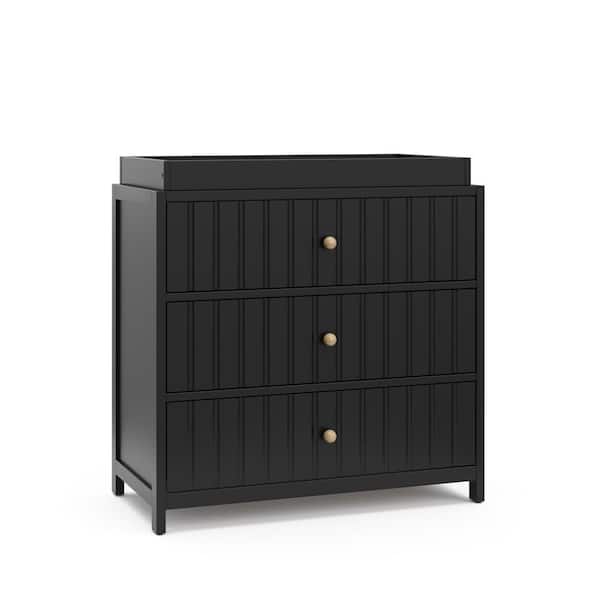 Graco Teddi Black 3-drawer Dresser 35.51 in Wide with Changing Topper
